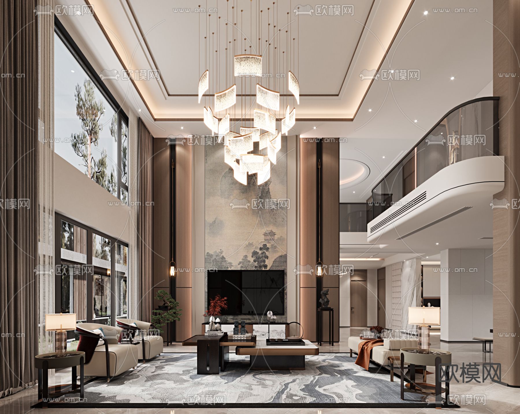 别墅客厅3d模型下载