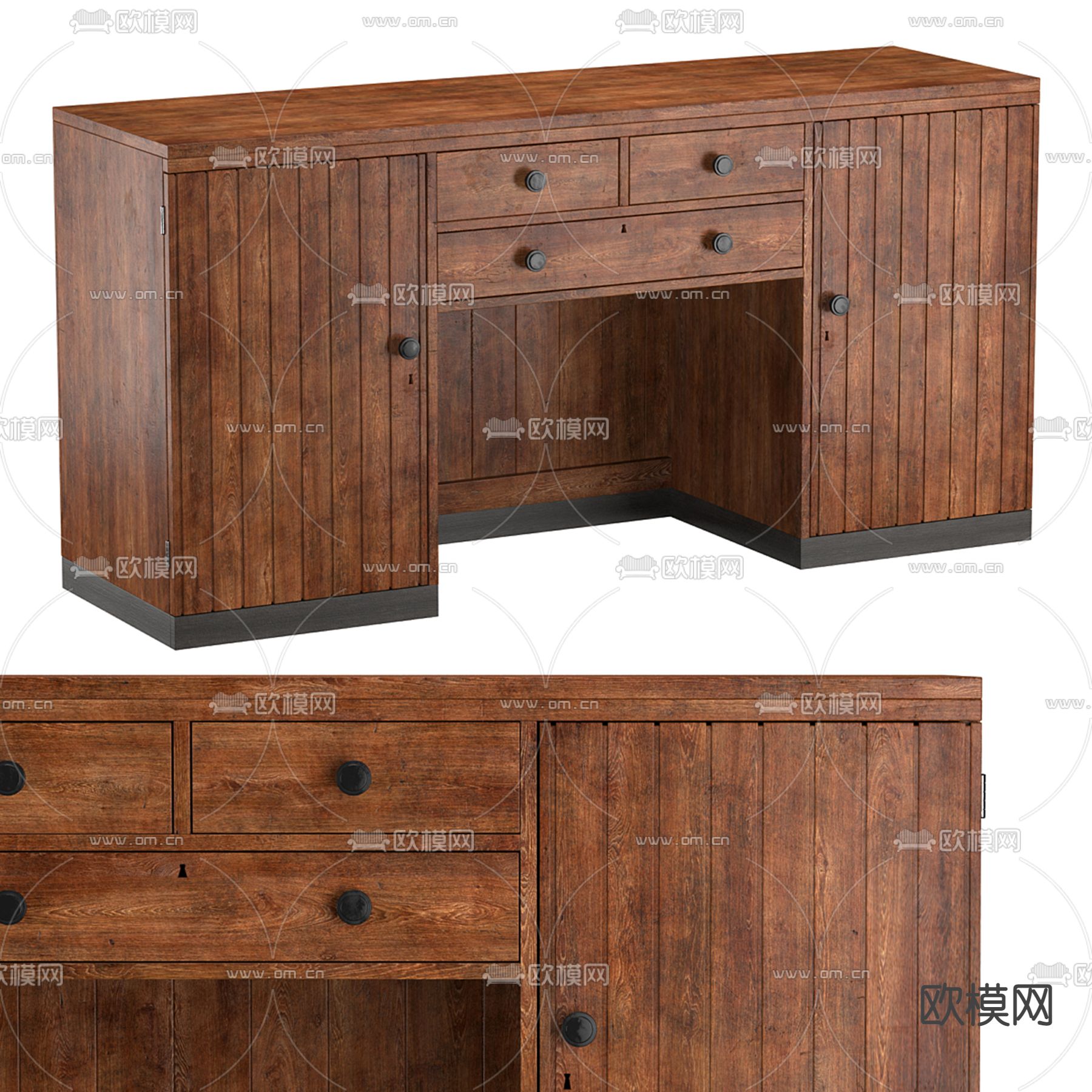 实木风 艺术餐柜3d模型下载