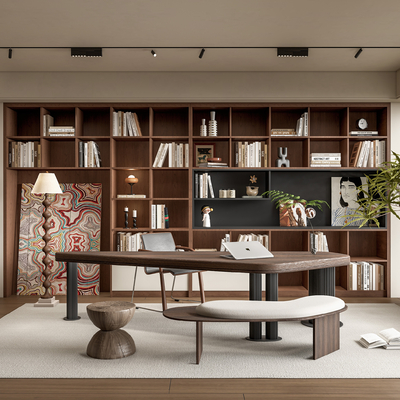 中古风书房su模型