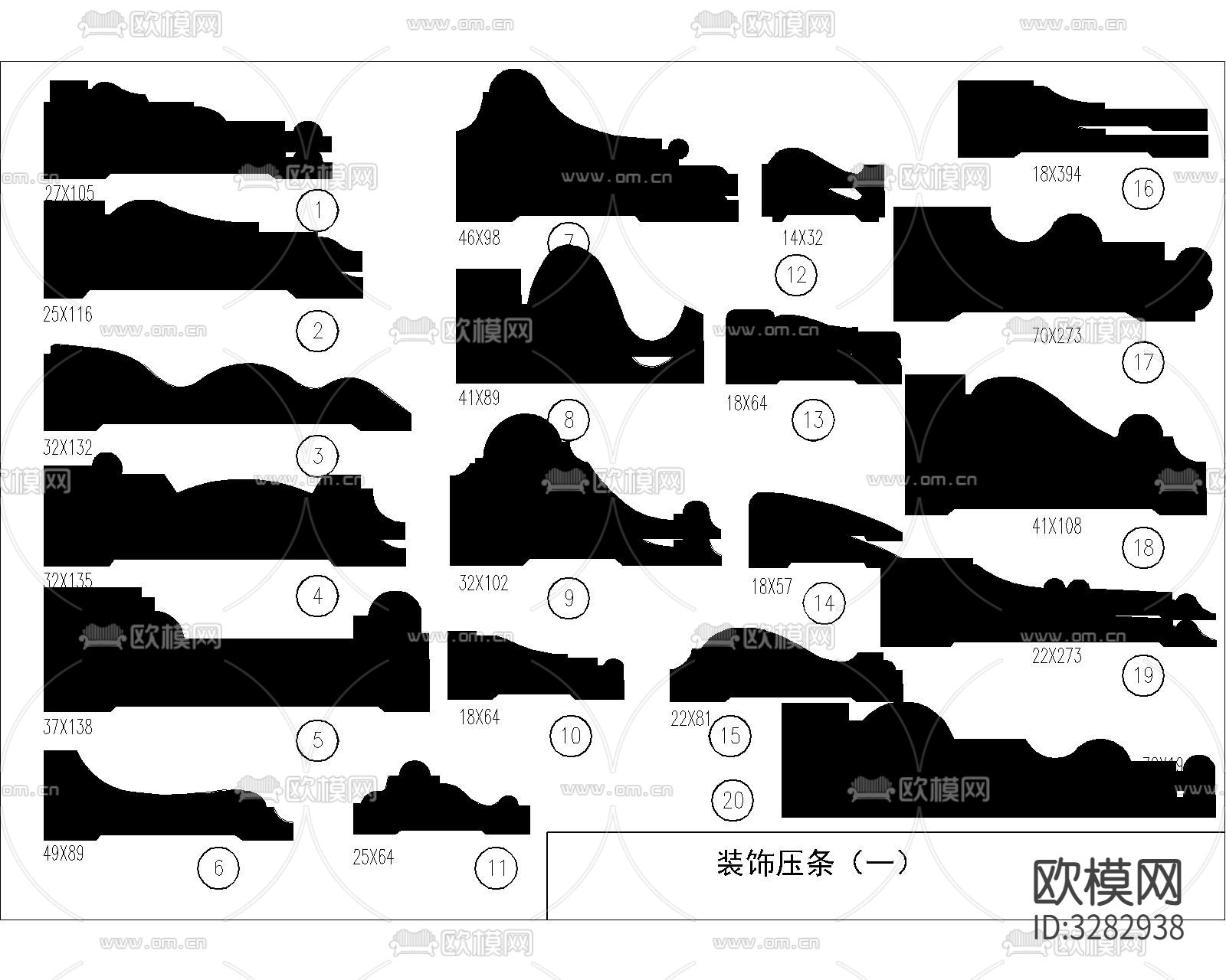 装饰线脚cad图库下载（渲染图3）