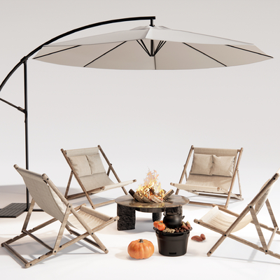  现代户外桌椅 露营桌椅 折叠椅su模型 