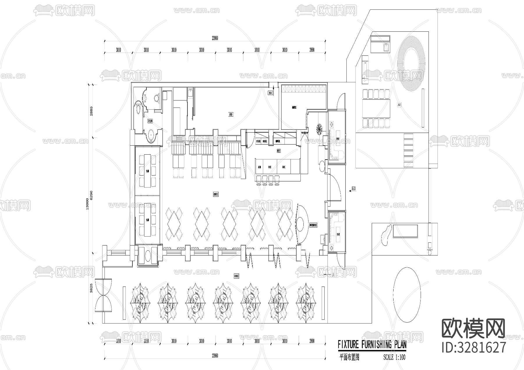 8露天天台花园餐厅cad平面图下载