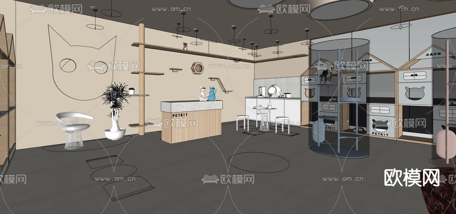 猫咖 宠物店su模型下载（渲染图1）