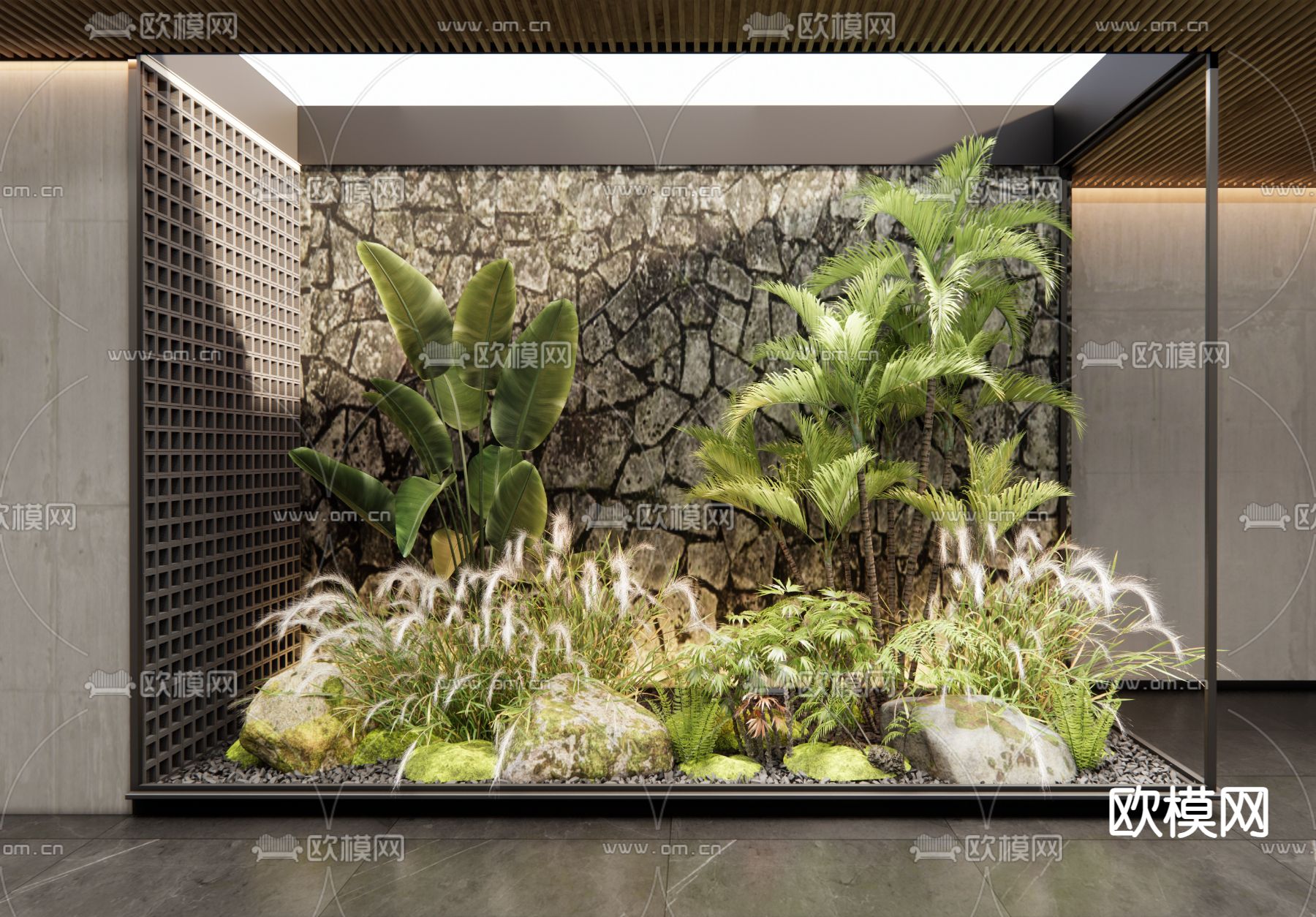 庭院小品 室内植物 植物堆su模型下载（渲染图1）