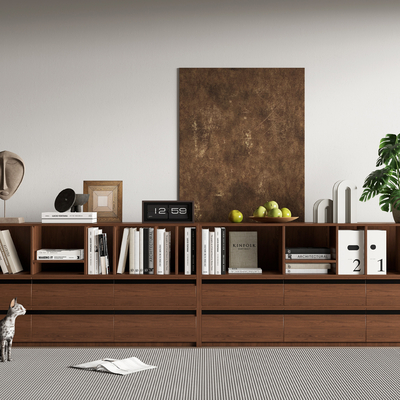 中古风书柜 矮柜su模型