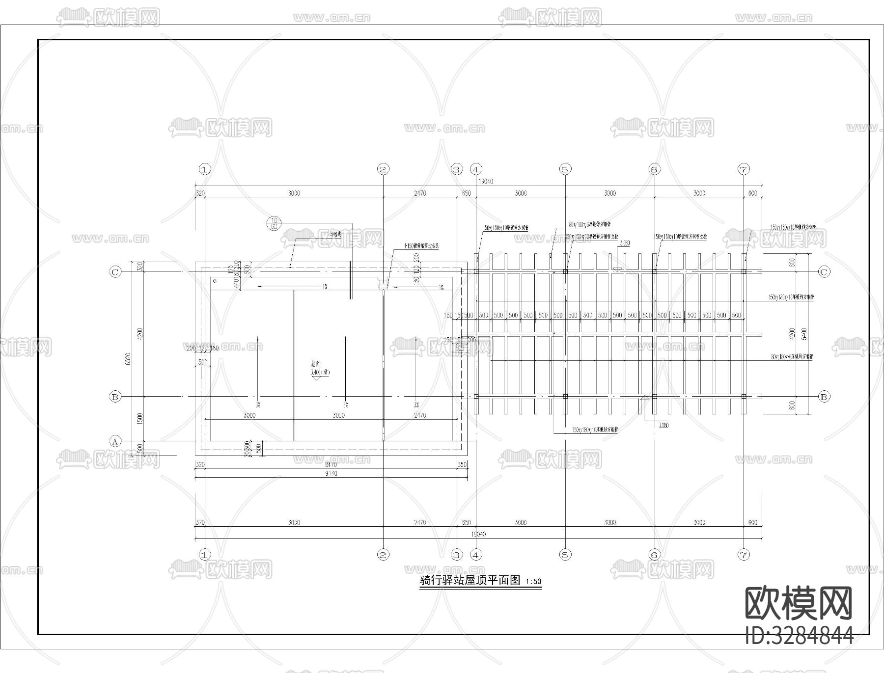 骑行驿站CAD平面图下载（渲染图3）
