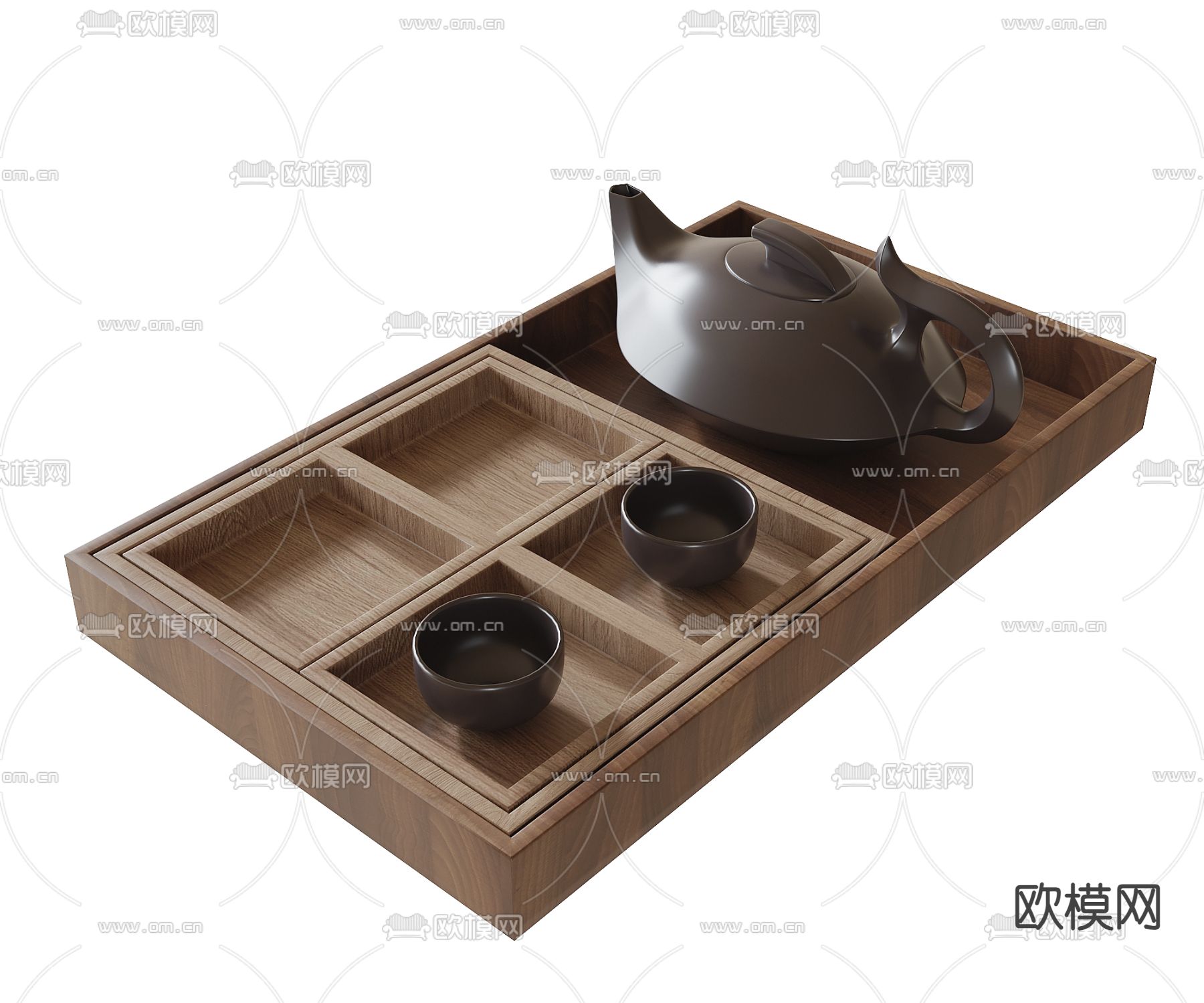 现代茶具摆件su模型下载（渲染图2）