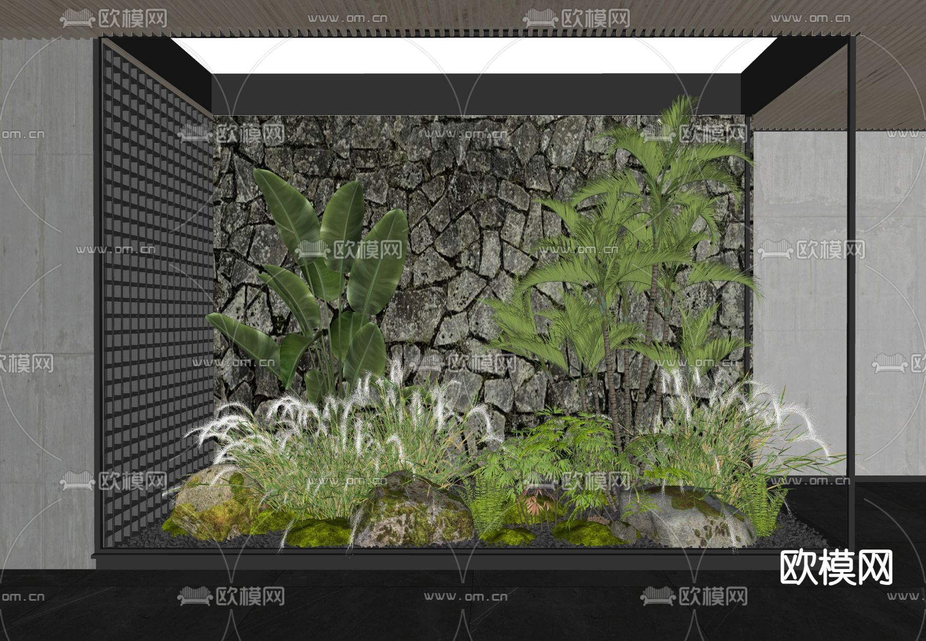 庭院小品 室内植物 植物堆su模型下载（渲染图2）