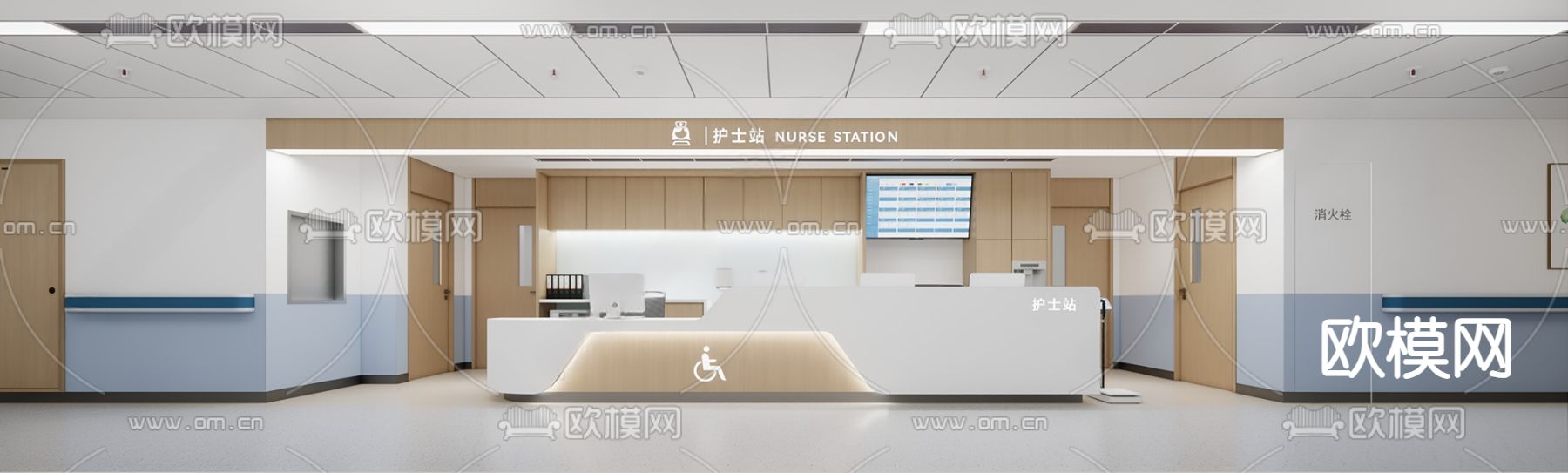 医院护士站su模型下载（渲染图3）