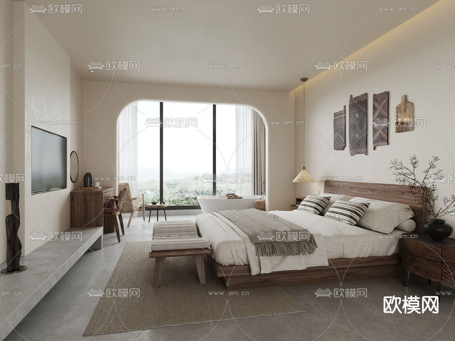 侘寂民宿客房3d模型下载