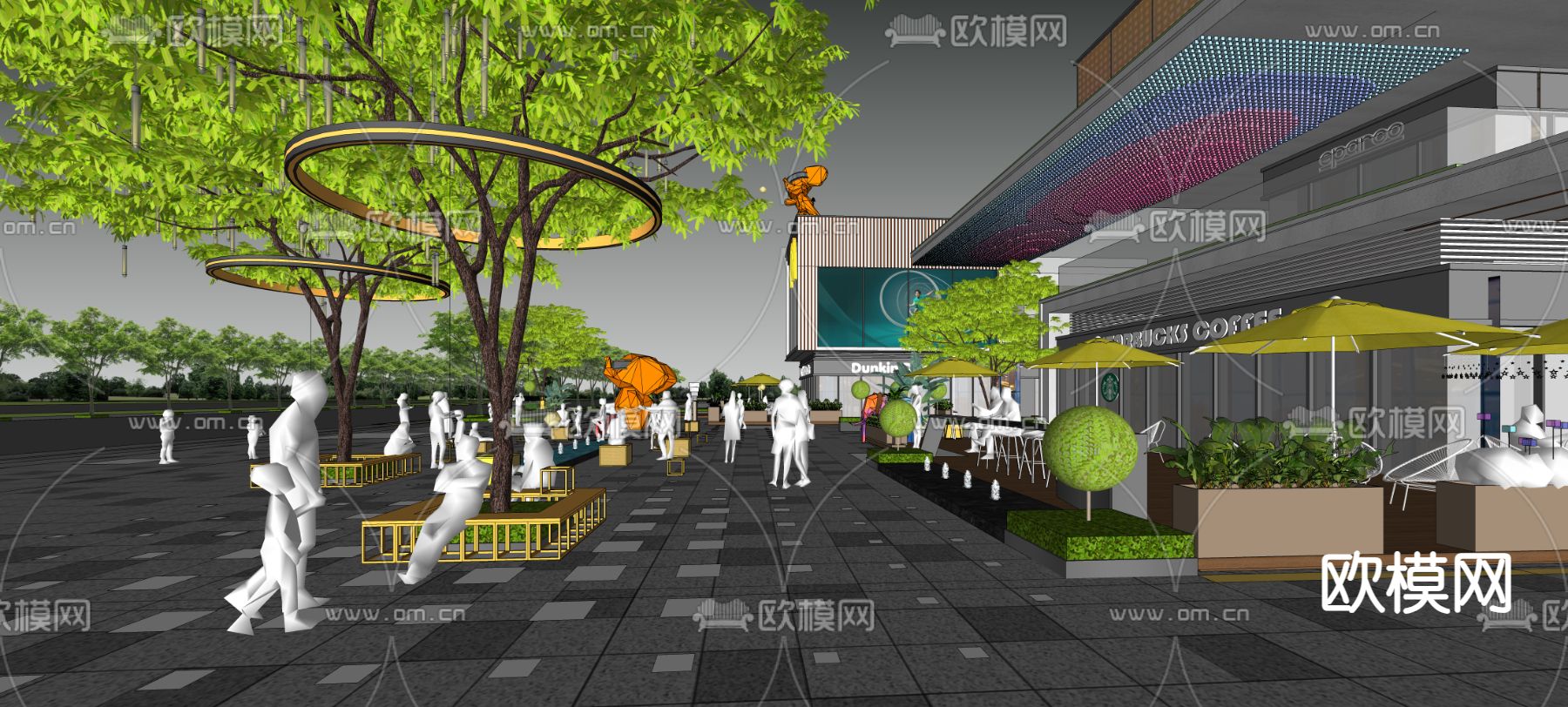 商业街 潮玩雕塑su模型下载（渲染图4）