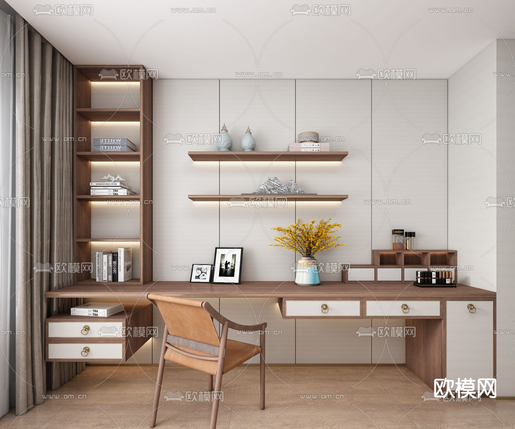 新中式梳妆台 化妆桌3d模型下载