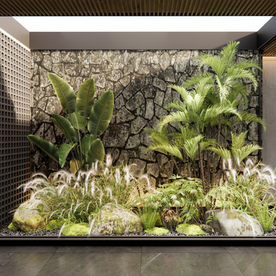  庭院小品 室内植物 植物堆su模型 