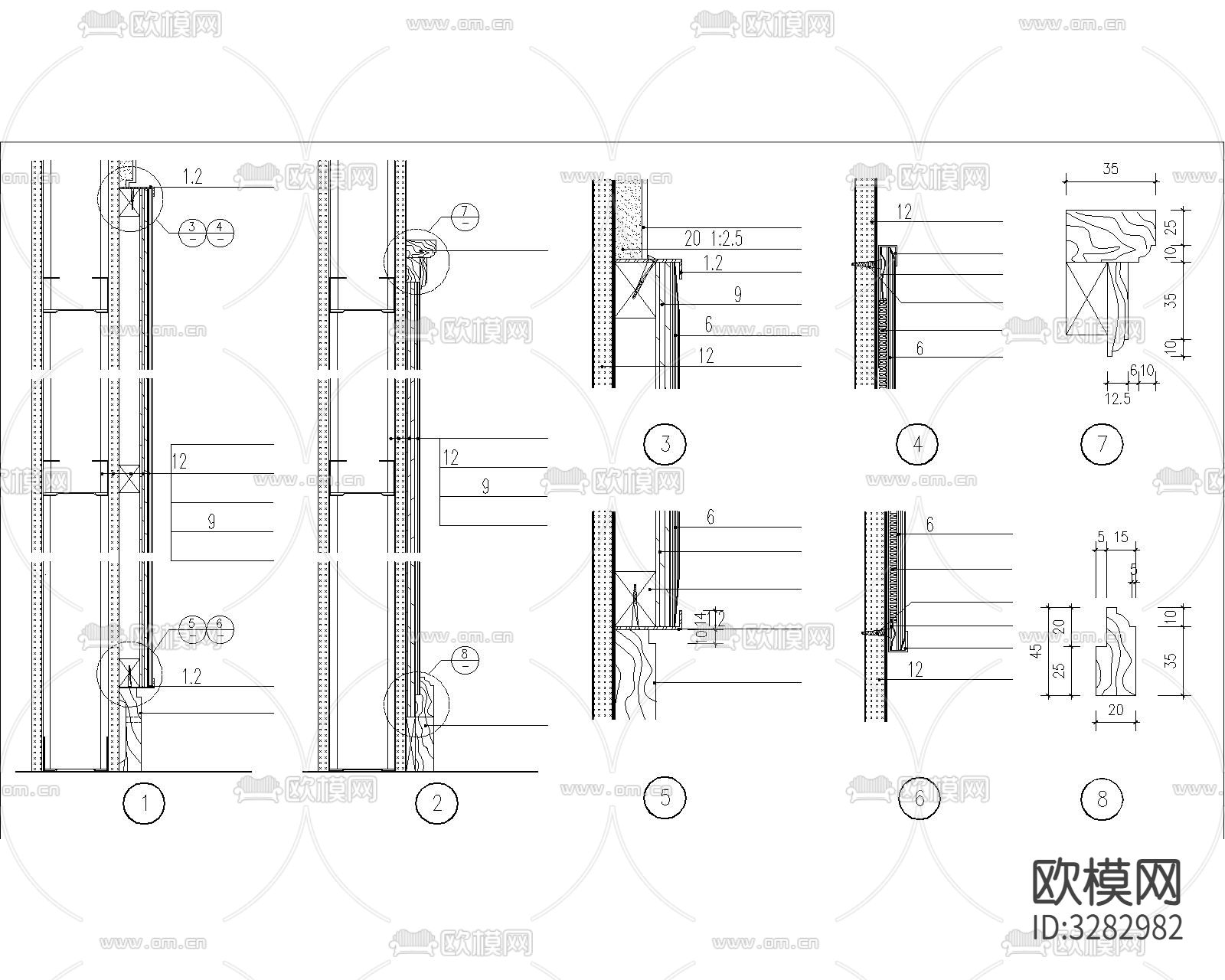 扶手护角 金属板镜面cad大样图下载（渲染图5）
