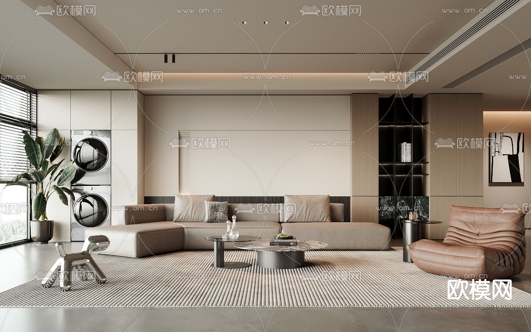 现代客厅3d模型下载（渲染图1）
