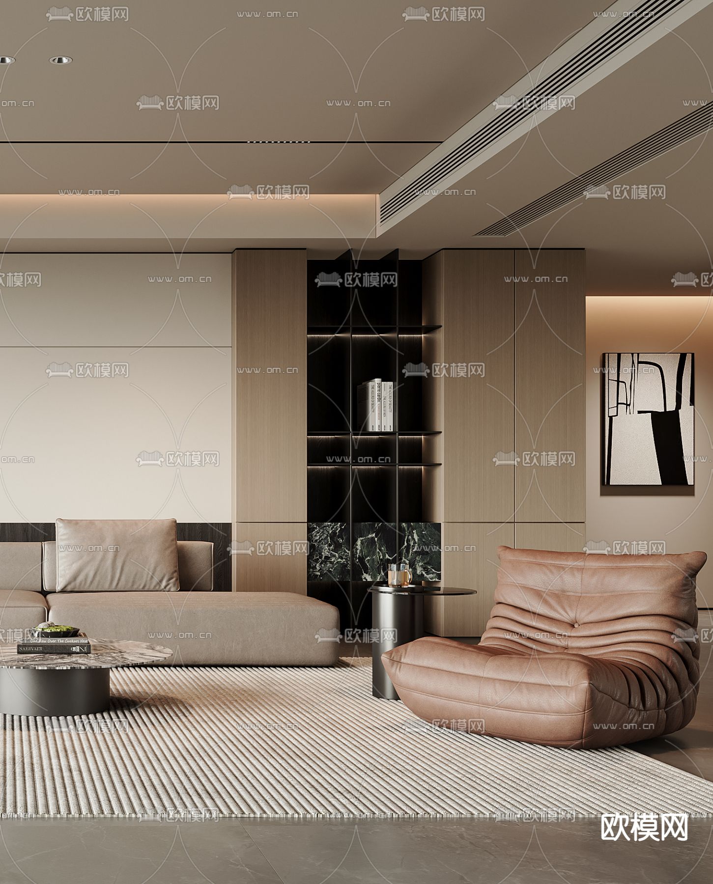 现代客厅3d模型下载（渲染图3）