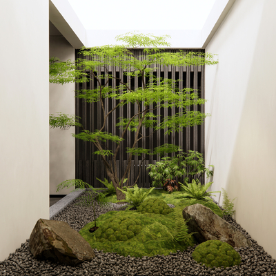 天井 植物堆 景观造景su模型 