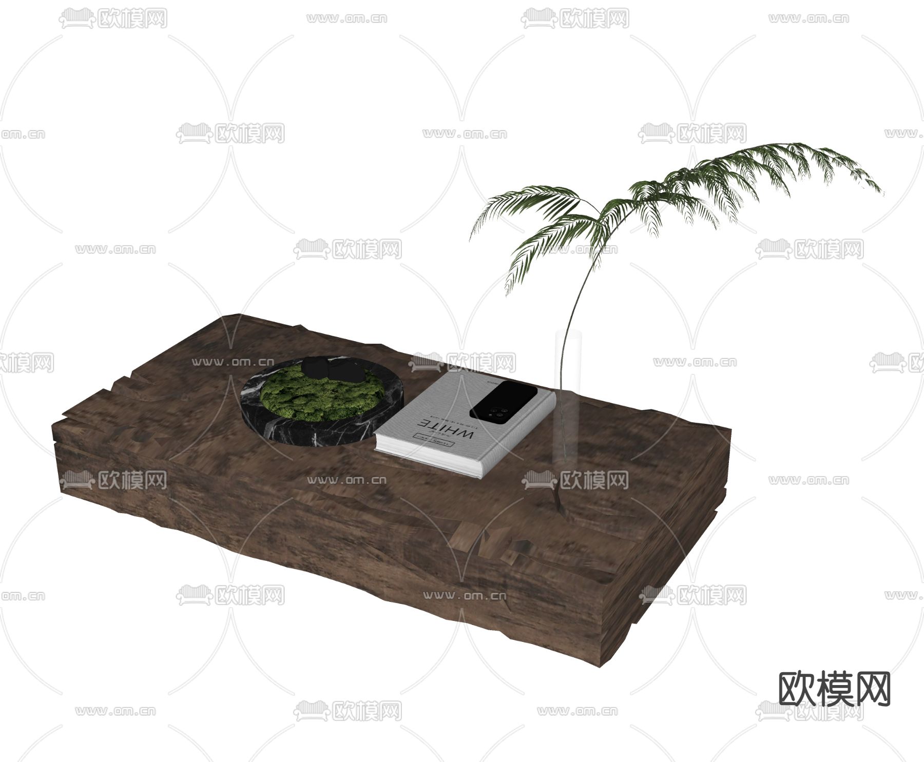 侘寂风实木茶几su模型下载（渲染图1）