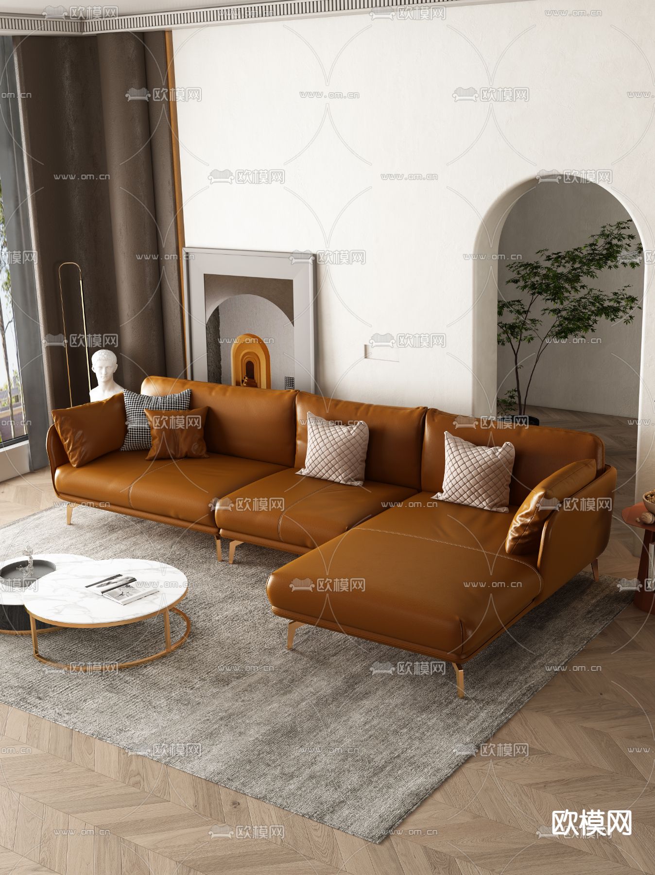 转角沙发 多人沙发3d模型下载