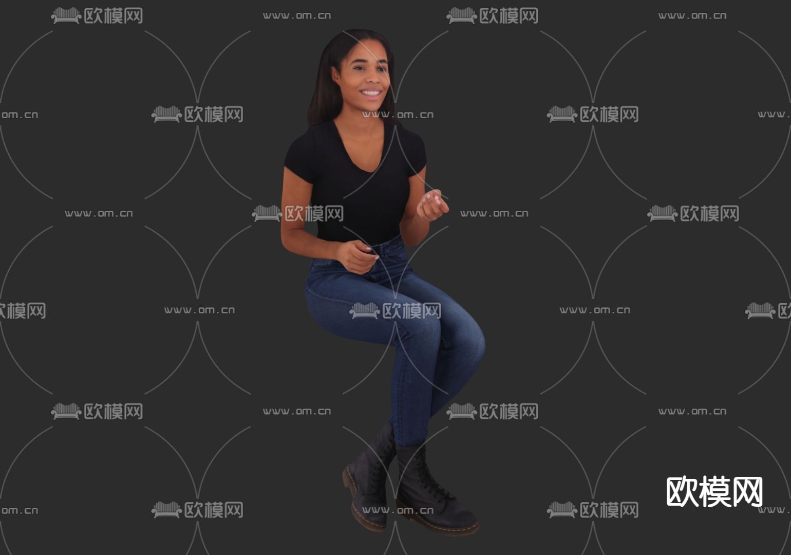 现代女士 坐姿女士 交谈女士su模型下载（渲染图1）