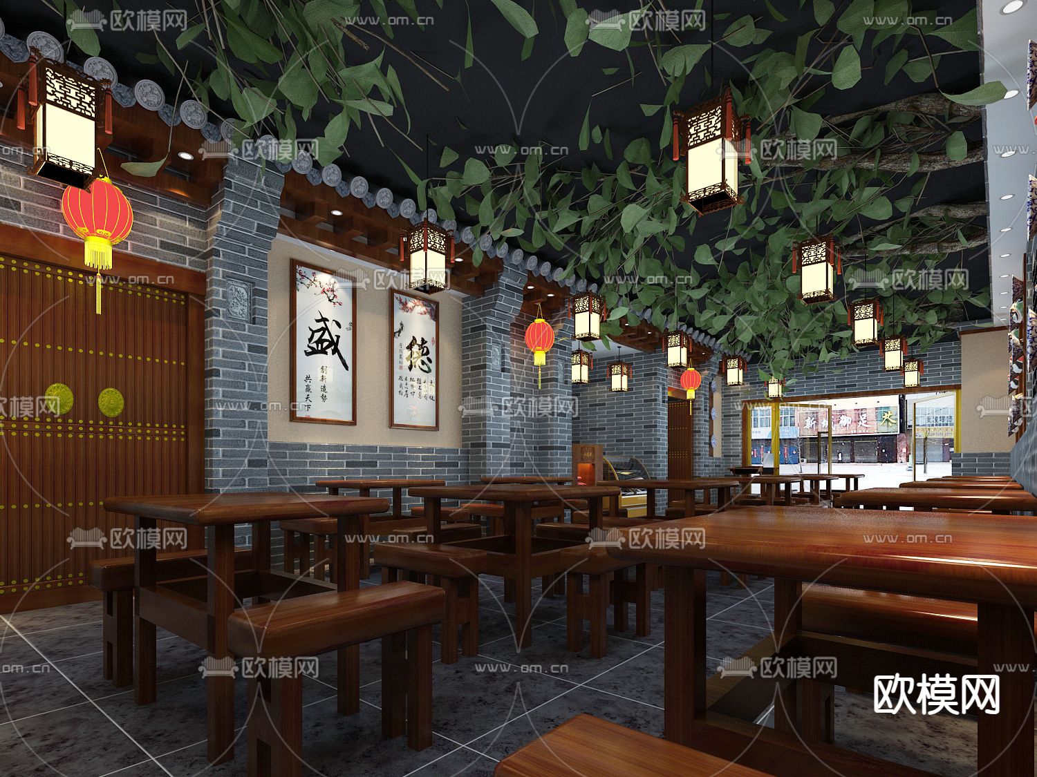 中式面馆 面店3d模型下载（渲染图3）