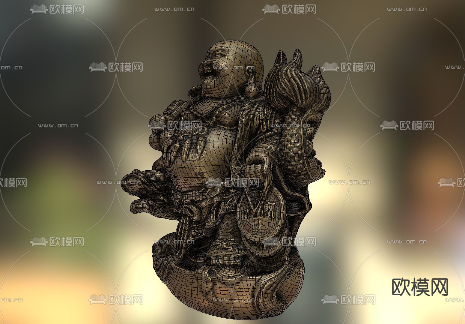 弥勒佛雕塑 佛祖摆件 宗教摆件su模型下载（渲染图2）