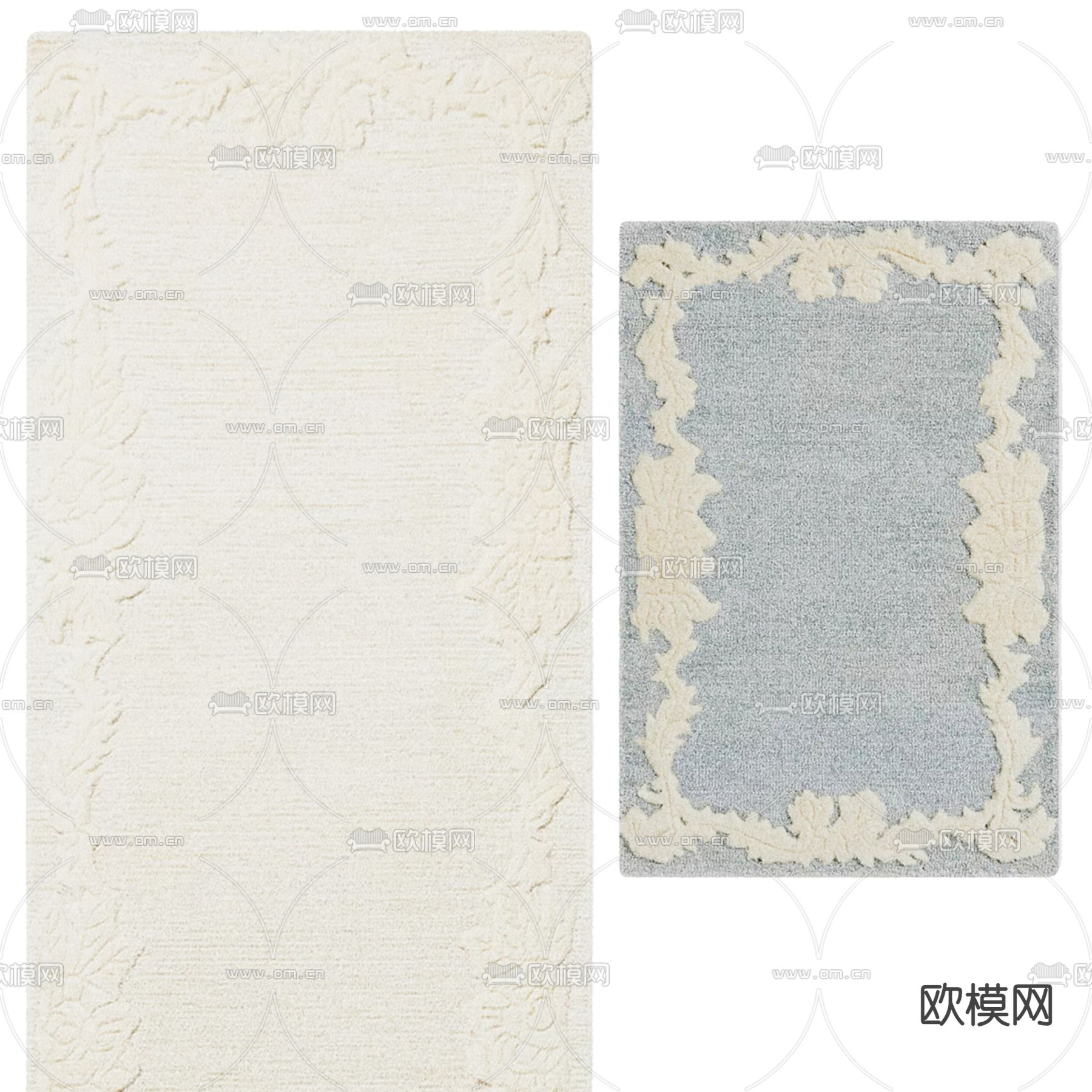 欧式地毯 毛绒地毯3d模型下载（渲染图2）