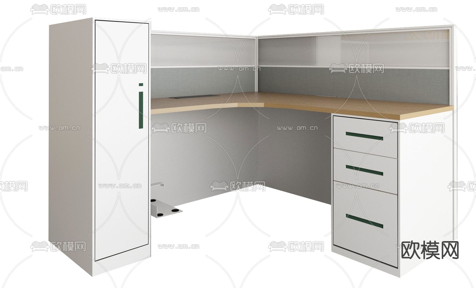 办公桌 屏风卡座su模型下载（渲染图3）