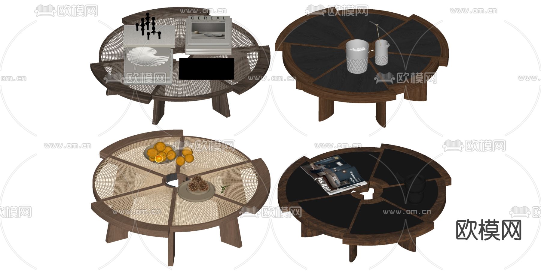 中古风茶几su模型下载（渲染图2）