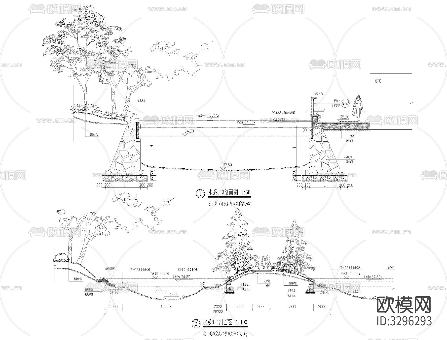 园林景观立面图CAD施工图下载（渲染图2）