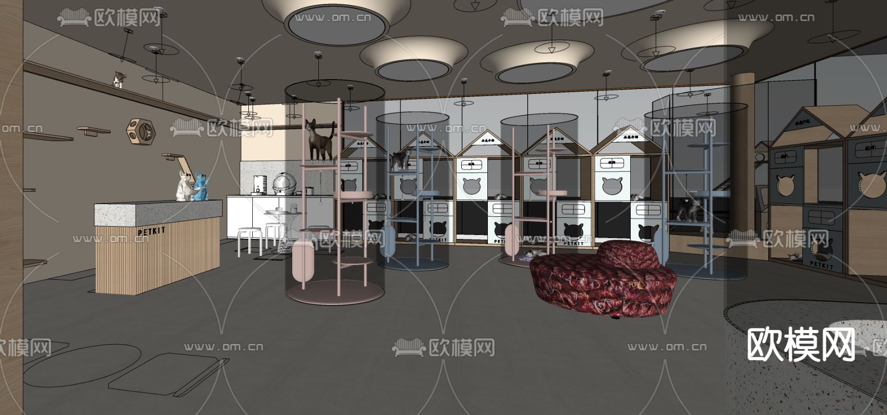 猫咖 宠物店su模型下载（渲染图2）