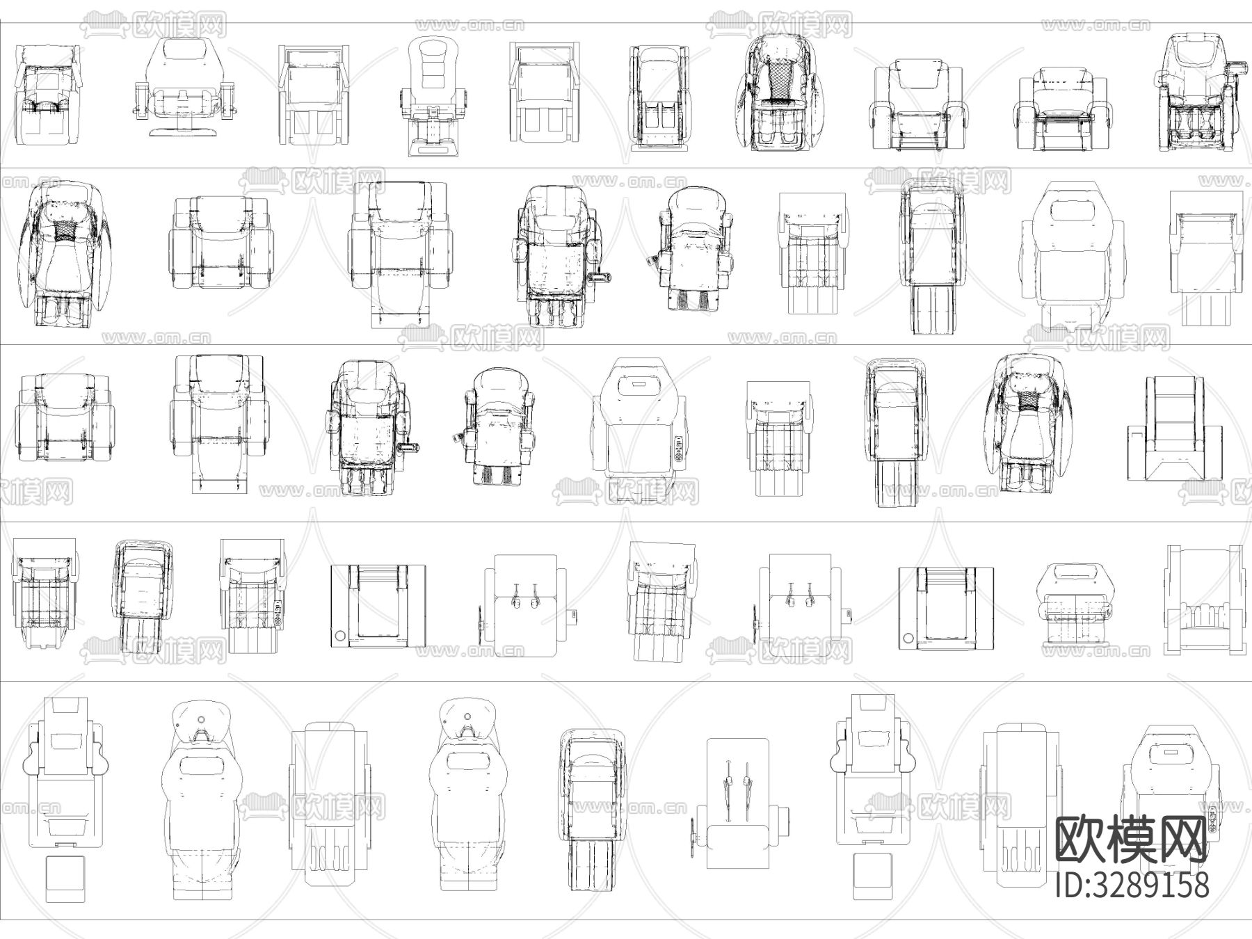 最新按摩椅按摩沙发沙发椅cad图库下载（渲染图5）