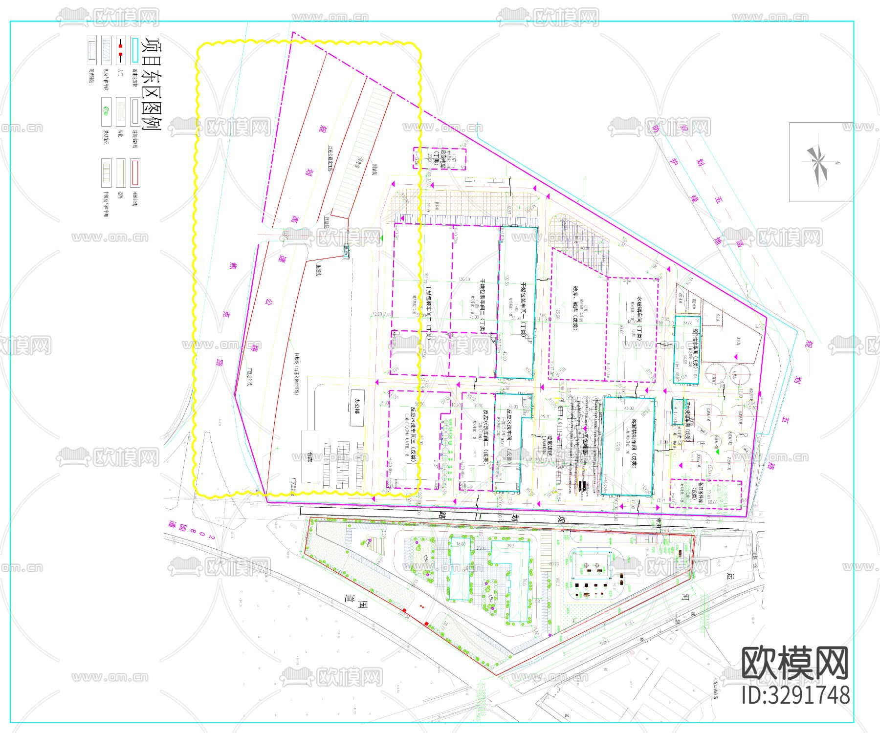 硅材料科技有限公司规划cad平面图下载（渲染图2）