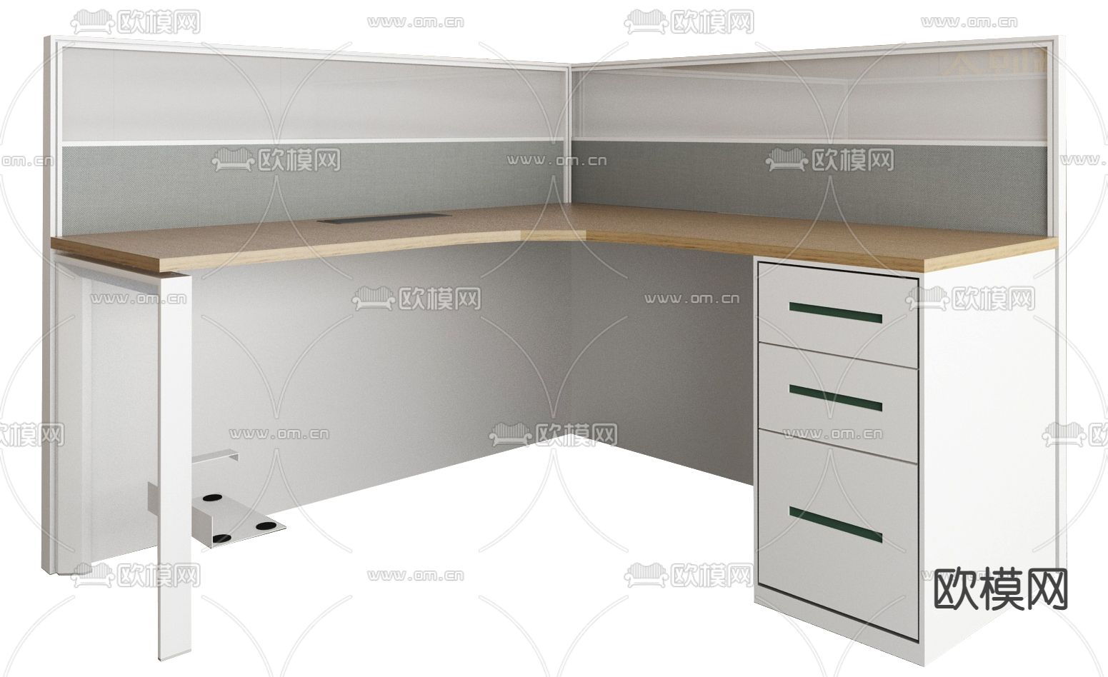 办公桌 屏风卡座su模型下载（渲染图2）