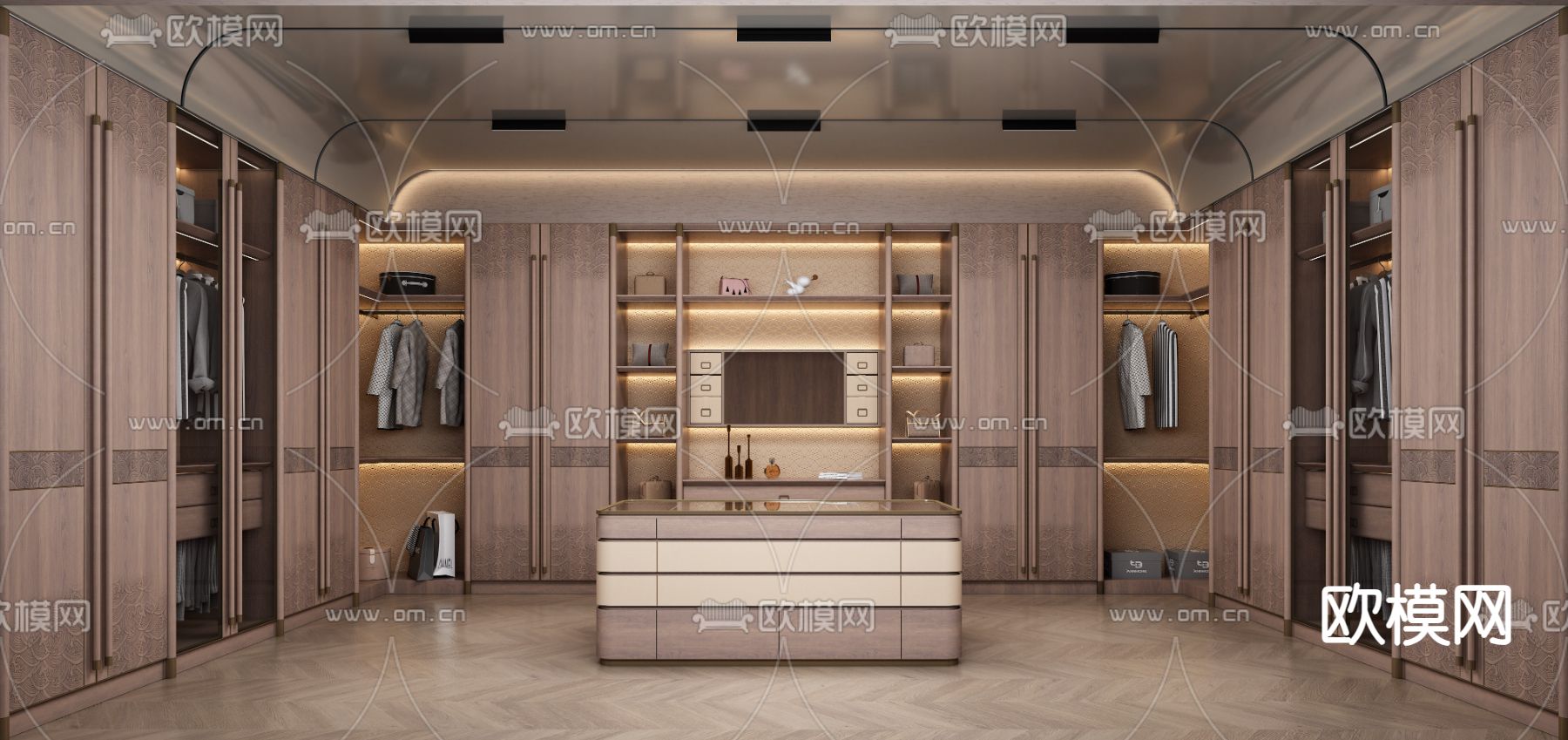 新中式衣帽间3d模型下载
