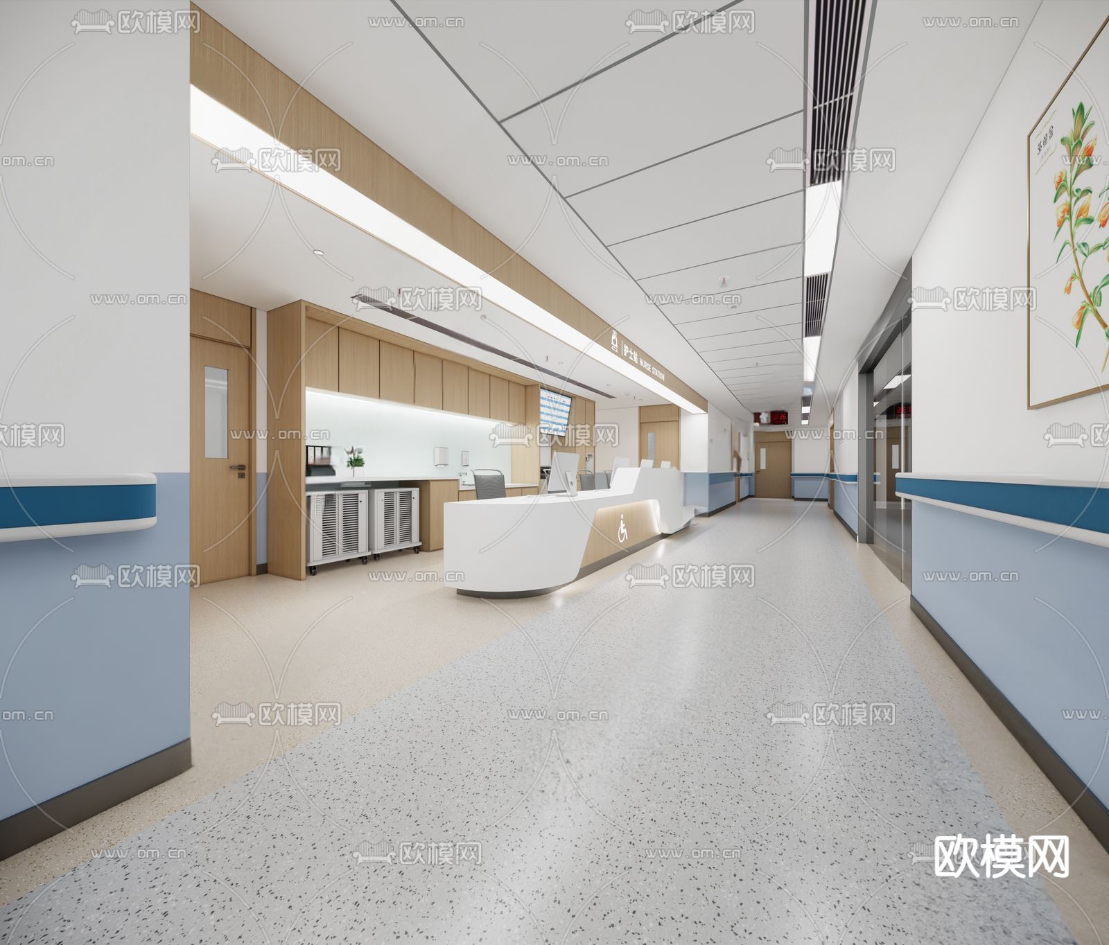 医院护士站su模型下载（渲染图2）