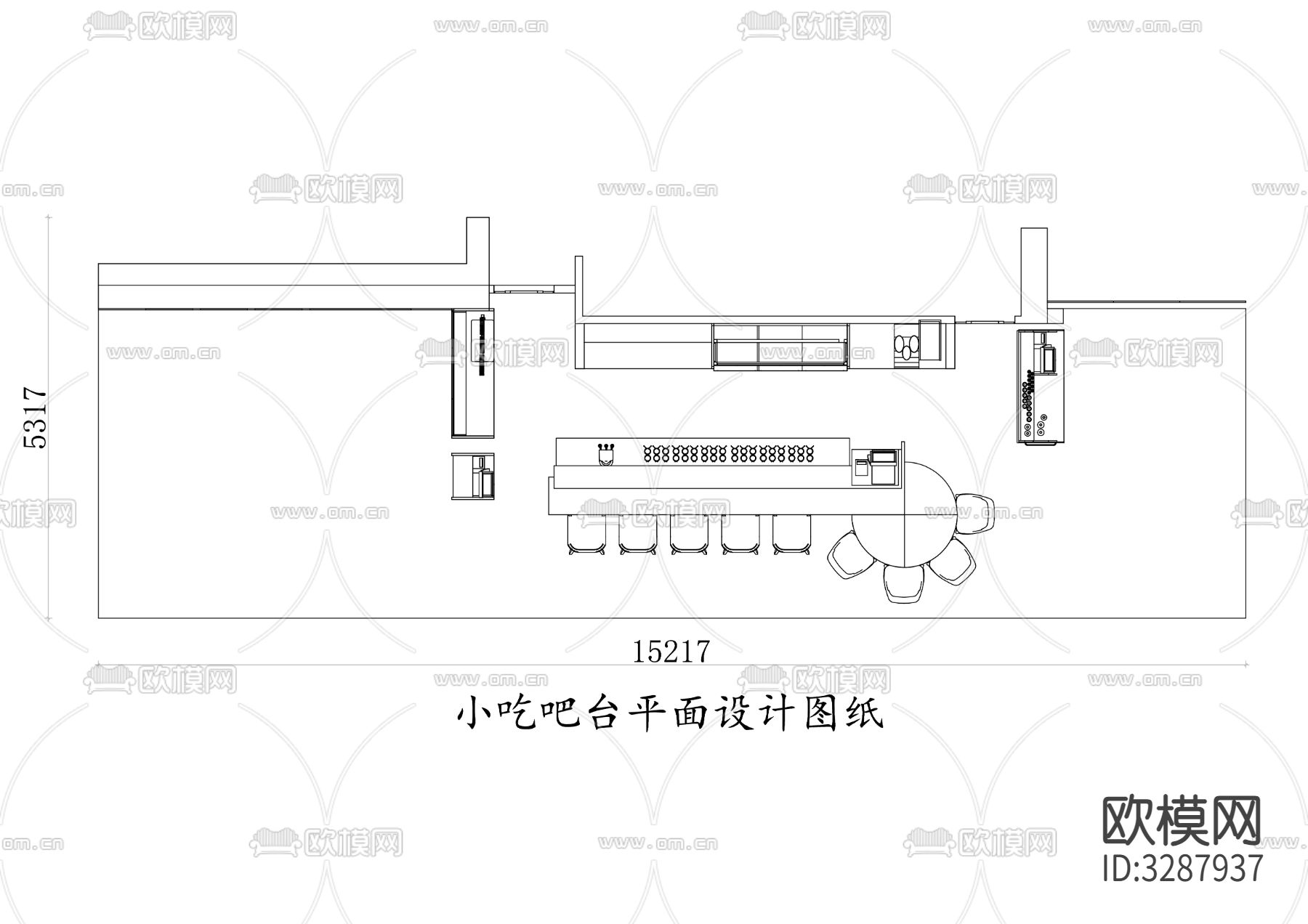 小吃吧台cad平面图下载