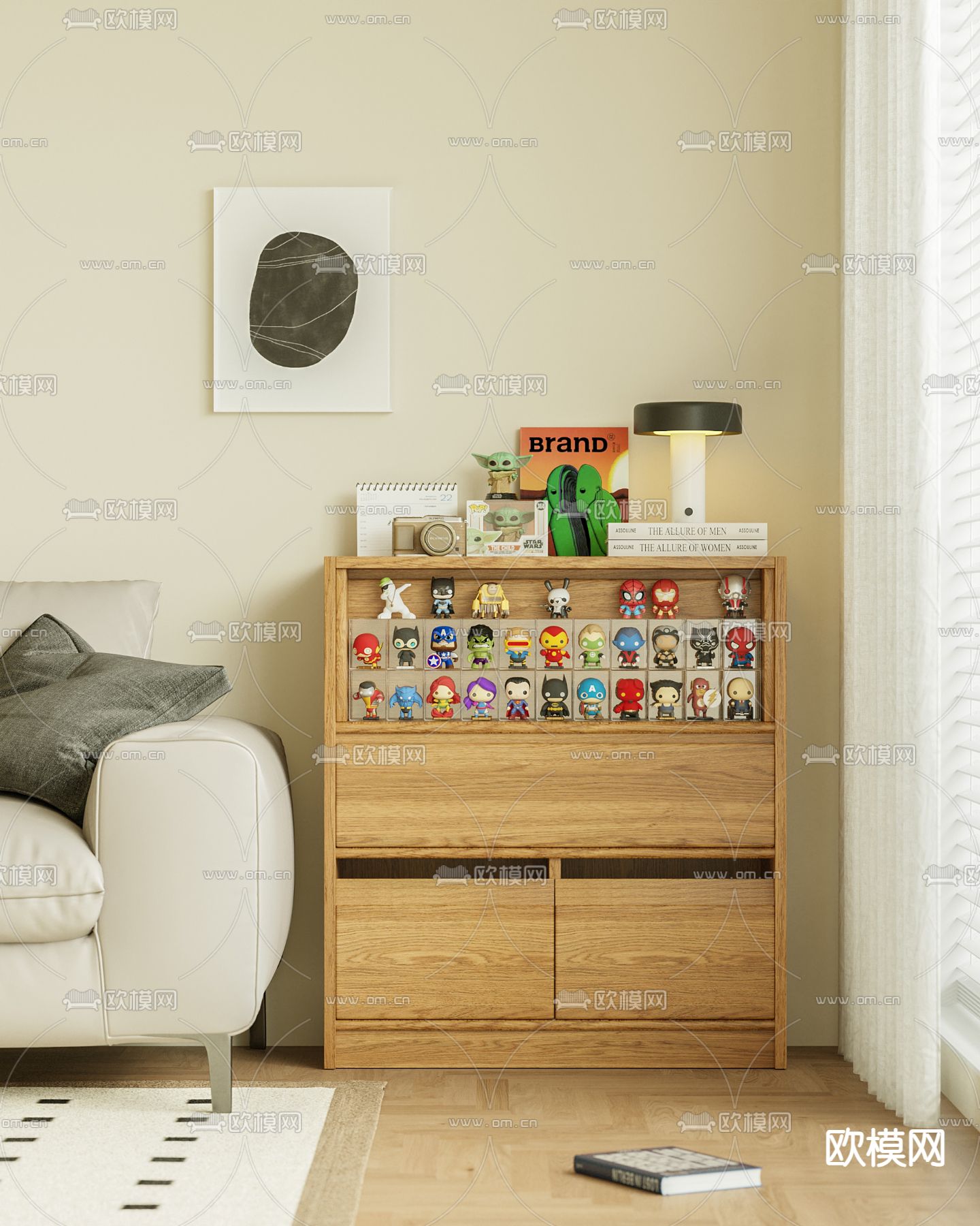 装饰柜 卡通手办柜3d模型下载（渲染图1）