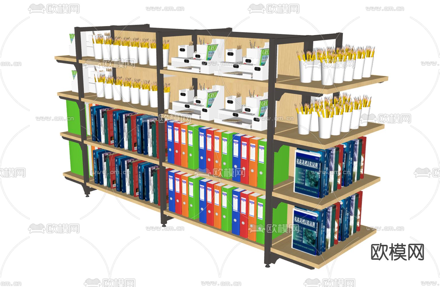 货架展柜 文具店货架 中岛架su模型下载（渲染图1）