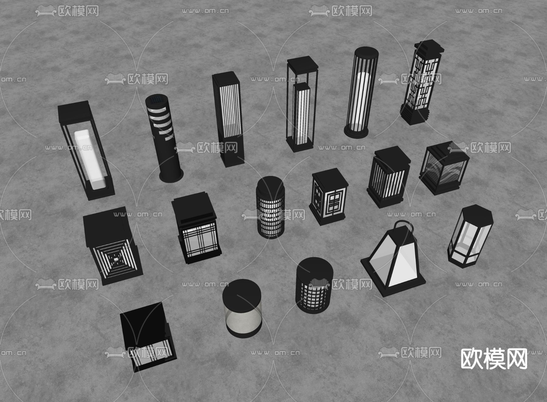 景观灯 户外灯 草坪灯su模型下载（渲染图2）