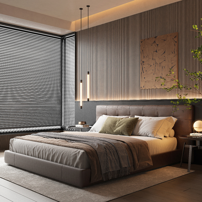  Minotti卧室 双人床su模型 