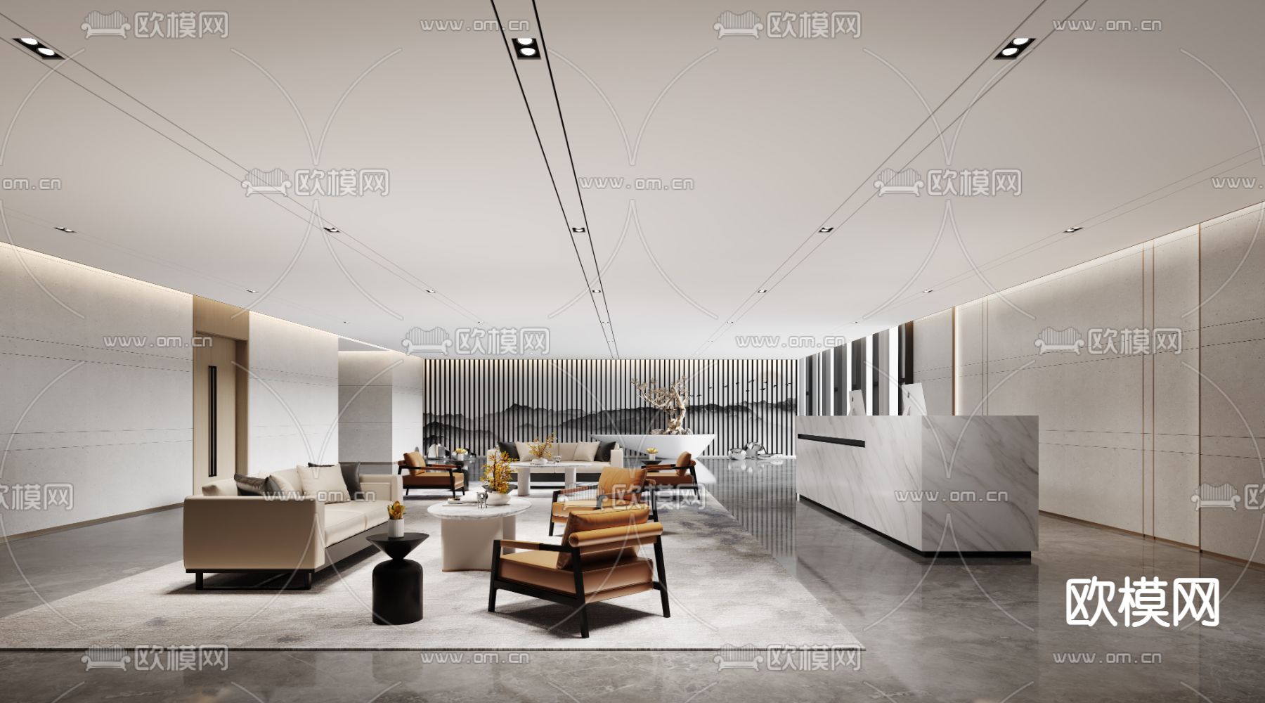 公司前台 接待3d模型下载