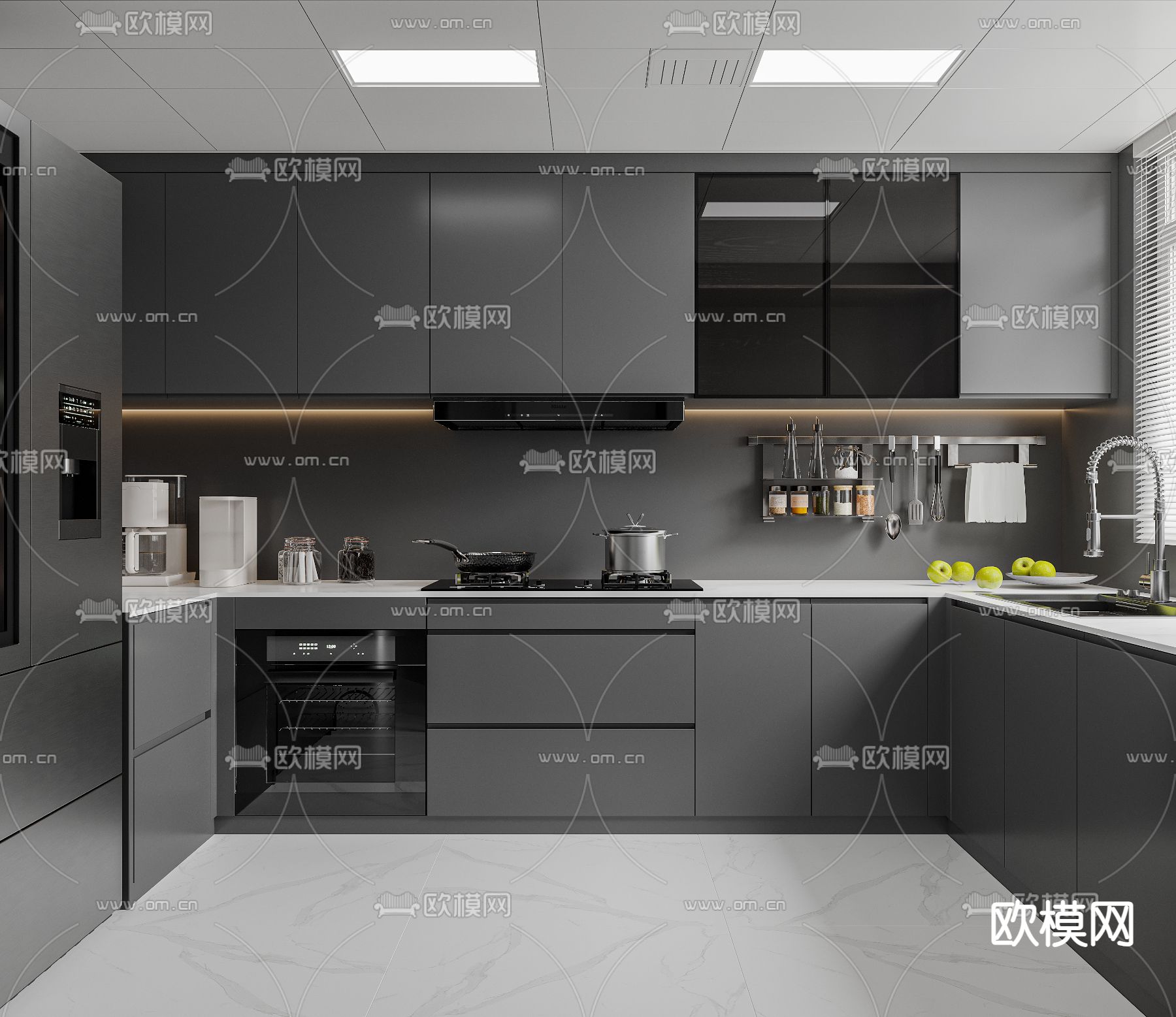 现代厨房 橱柜3d模型下载