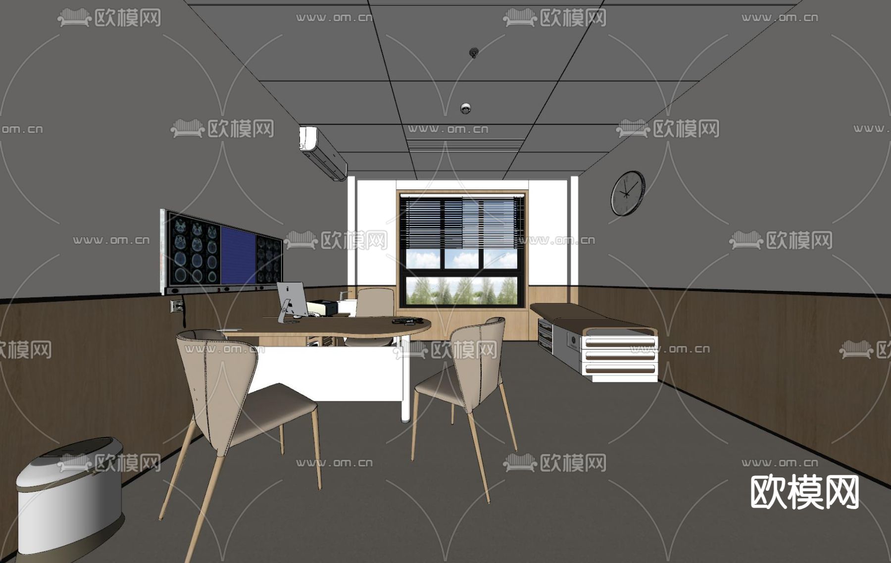 医院门诊 诊室su模型下载（渲染图1）
