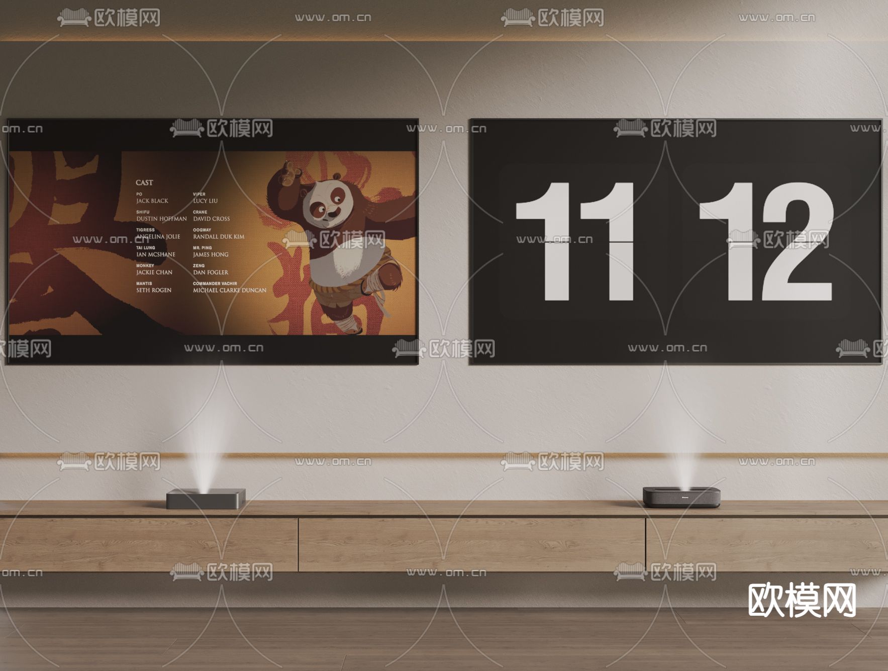 激光电视 超短焦投影 投影仪su模型下载（渲染图2）