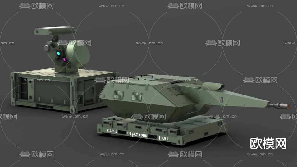 武器 炮塔 炮台 防空炮su模型下载(渲染图1)