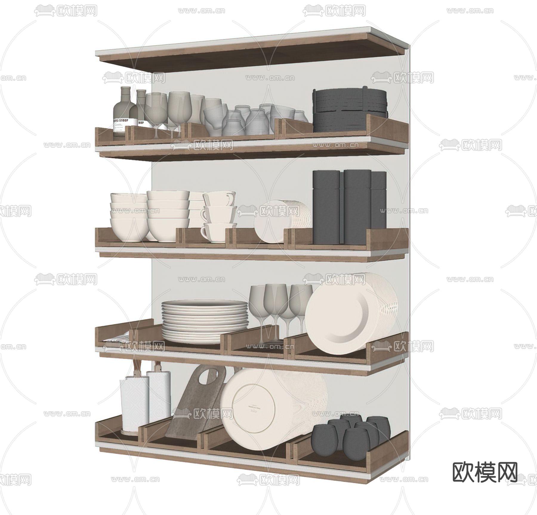 餐具 勺子 盘子 碗 杯子 酒水su模型下载（渲染图1）