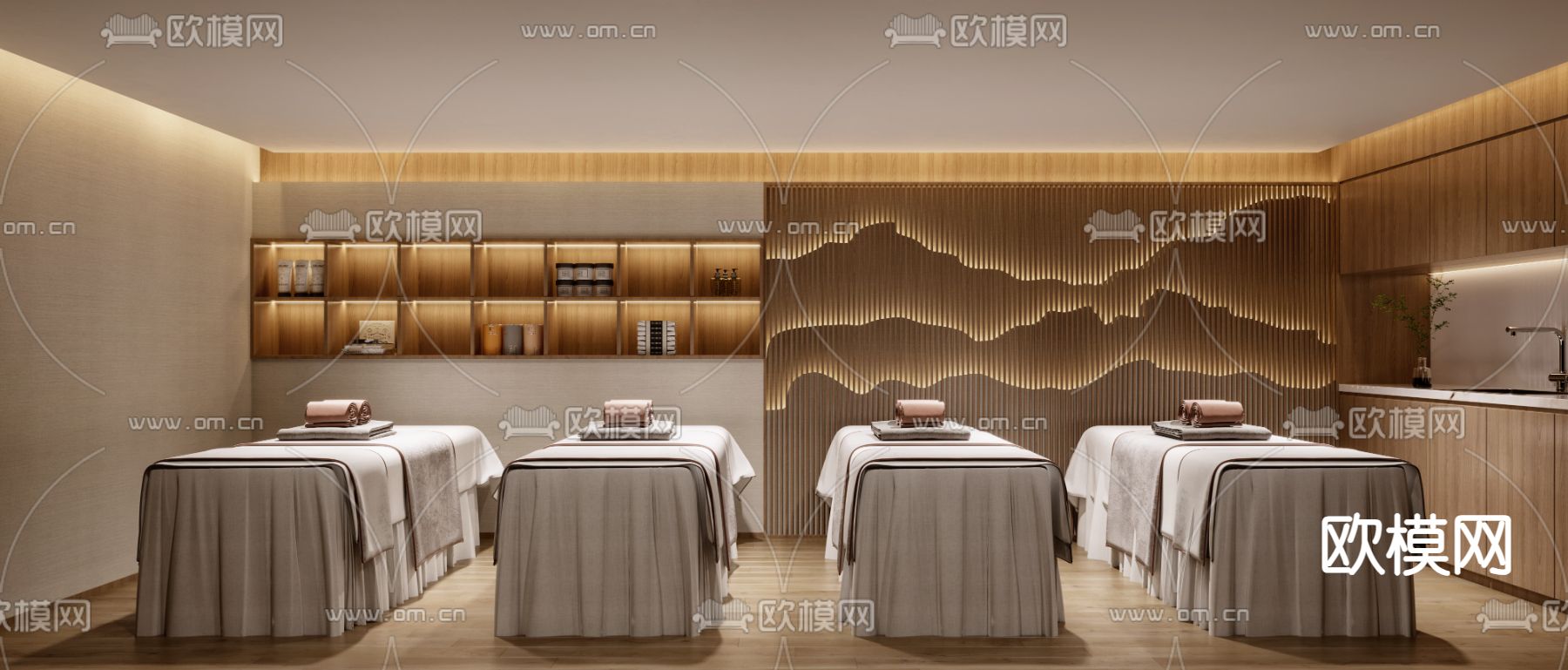 新中式SPA 美容院 护理房3d模型下载