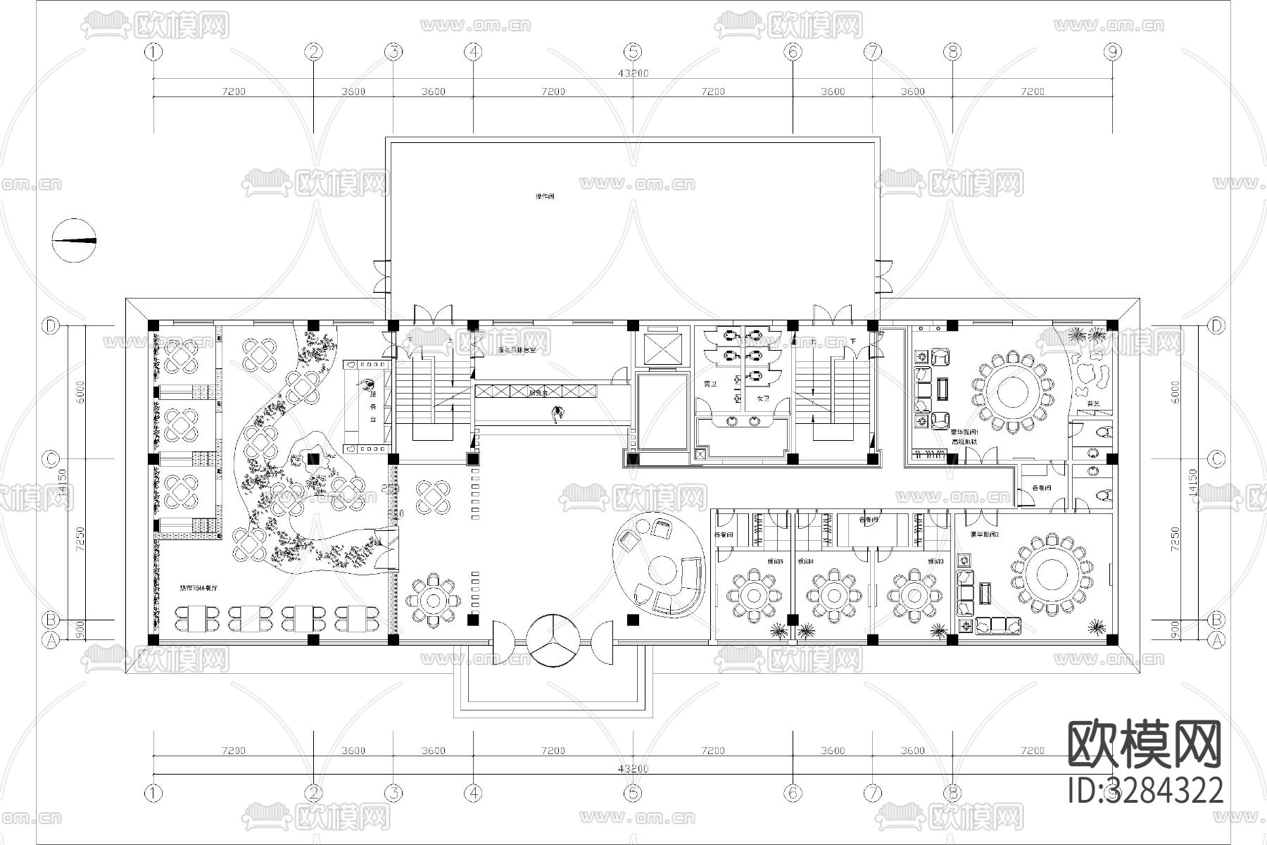 酒店客栈乡村改造装修设计cad图库下载（渲染图8）