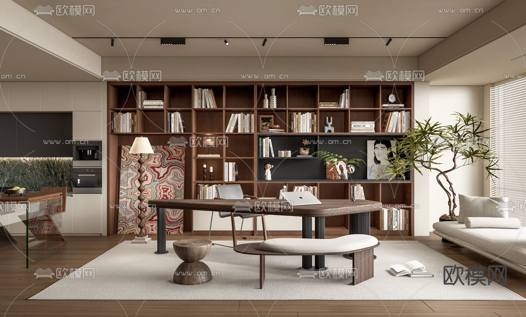 中古风书房su模型
